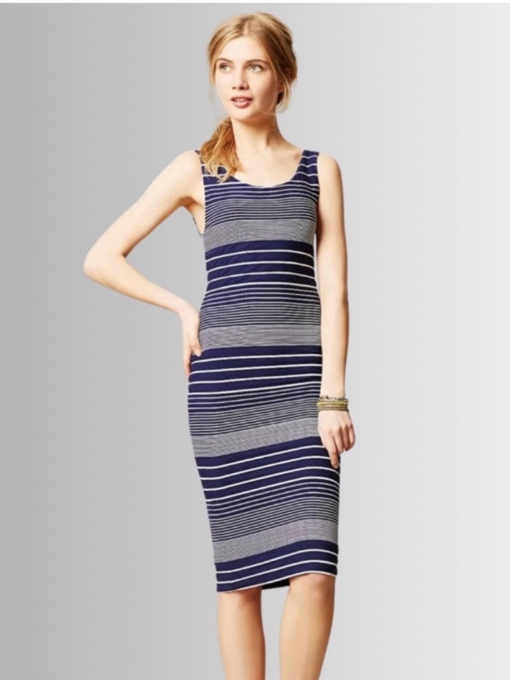 Anthropologie‎ Maeve Edisto Striped Tank Midi Dress.